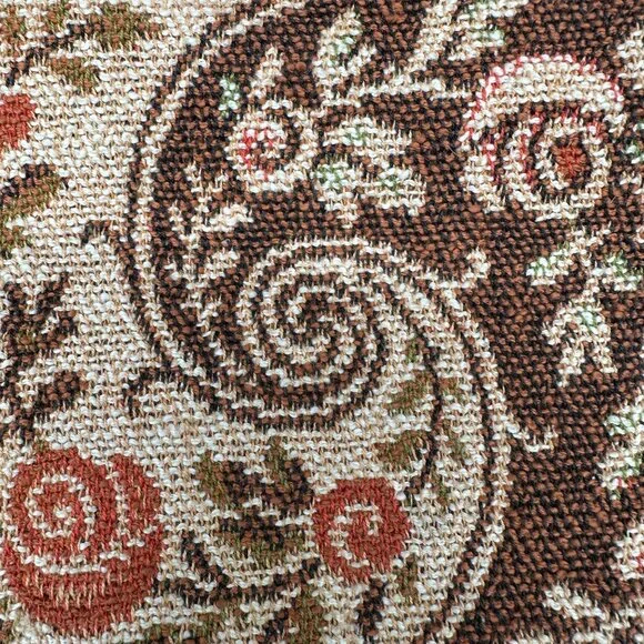 Vintage Floral Tapestry Purse Wooden Handles 1970s Roses Boho Retro As Is - Picture 5 of 12